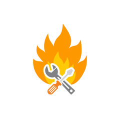 Repair Fire Logo Icon Design