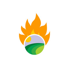 Nature Fire Logo Icon Design