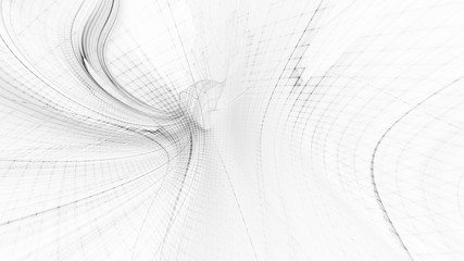 Abstract white background texture. Dynamic 3d composition of curves ands grids. Detailed fractal graphics. Science and digital technology visualization.
