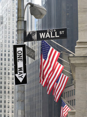 Wall Street NYC with one-way sign