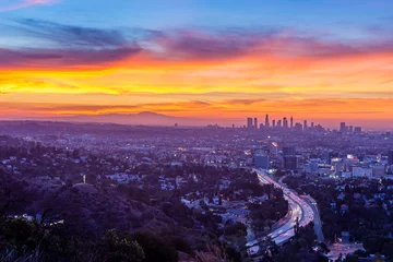 Peel and stick wall murals Aubergine Sunrise from the Hollywood Bowl Overlook