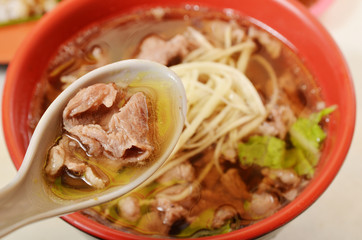 Mutton soup , famous snack food at night market in Taiwan.