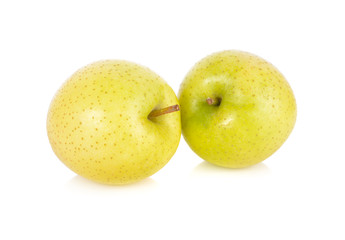 whole fresh Japanese Toki apples on white background