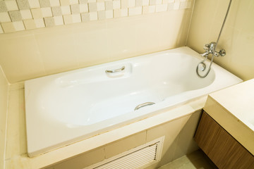 White sink and faucet and bathtub decoration in bathroom