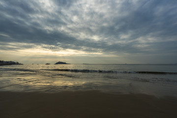 The mountains and the sea at twilight