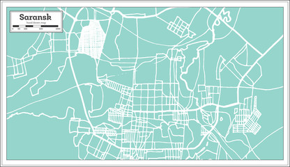 Saransk Russia City Map in Retro Style. Outline Map.