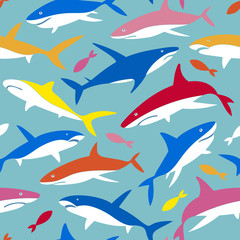 Vector Pattern with silhouettes of underwater Sea Fish, Contemporary Background and print, Cloth design for Kids