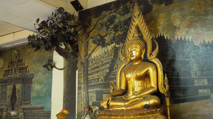 Statue of the Buddha god, Sacrifice oblation, traditional offerings for Gods in the Buddhist temple...