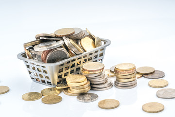 Coins with financial conceptual.