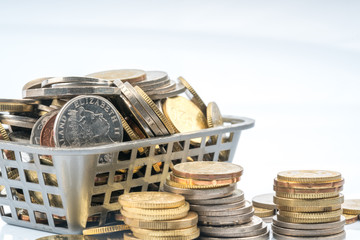 Coins with financial conceptual.