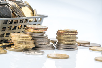 Coins with financial conceptual.