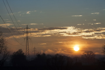 Fototapeta na wymiar Winter sunset landscape