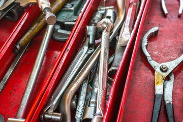 Workshop tools with close up view