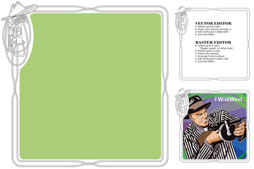 Theme weapon. Wild West. Frame for scrapbook, banner, sticker, social network