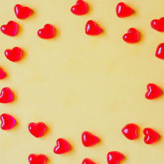 Valentines day background with heart shape candy