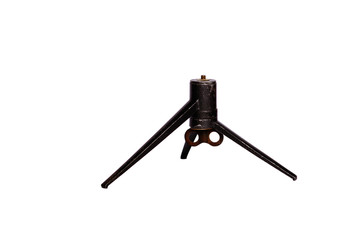 old tripod isolated on white background. there is a way