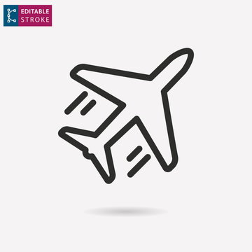 Airplane line vector icon. Editable stroke.