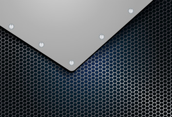geometric background, mesh grille with metal corner