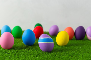 Easter eggs on the grass