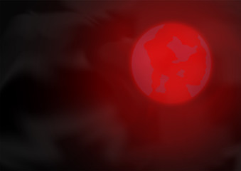 The Red Moon on Night Sky
