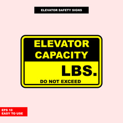 Elevator sign in vector style version, easy to use and print