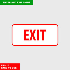 Enter and exit, arrow, this way, safety speed sign in vector style version, easy to use and print on board