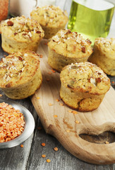 Lentil muffins on the table