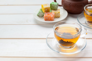 tea on the wooden table