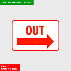 Enter and exit, arrow, this way, safety speed sign in vector style version, easy to use and print on board