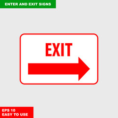 Enter and exit, arrow, this way, safety speed sign in vector style version, easy to use and print on board