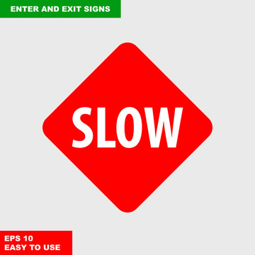 Enter and exit, arrow, this way, safety speed sign in vector style version, easy to use and print on board