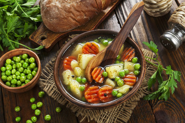 Soup with green peas