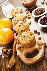 Orange muffins with dried fruits