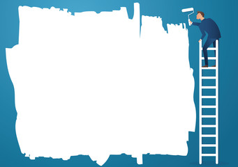 a man on ladder painting with a paint roller © santima.studio