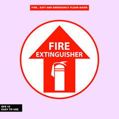 Fire exit and emergency sign in vector style version, easy to use and print