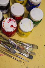 paints and brushes