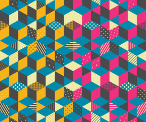 3d blocks structure background. Seamless pattern. Abstract vector illustration.