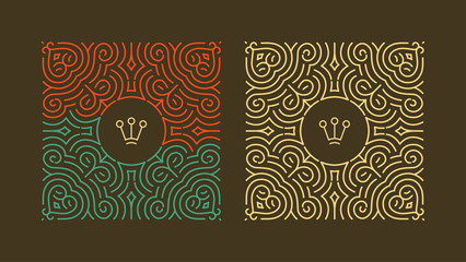 Line Art Floral Frame. Vector Linear Frame. Decorative Vector Pattern. Design Template. Elegant Element for Invitations, Posters and Badges. With Place for Text.