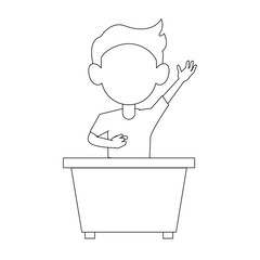 Schoolboy on desk icon vector illustration graphic design