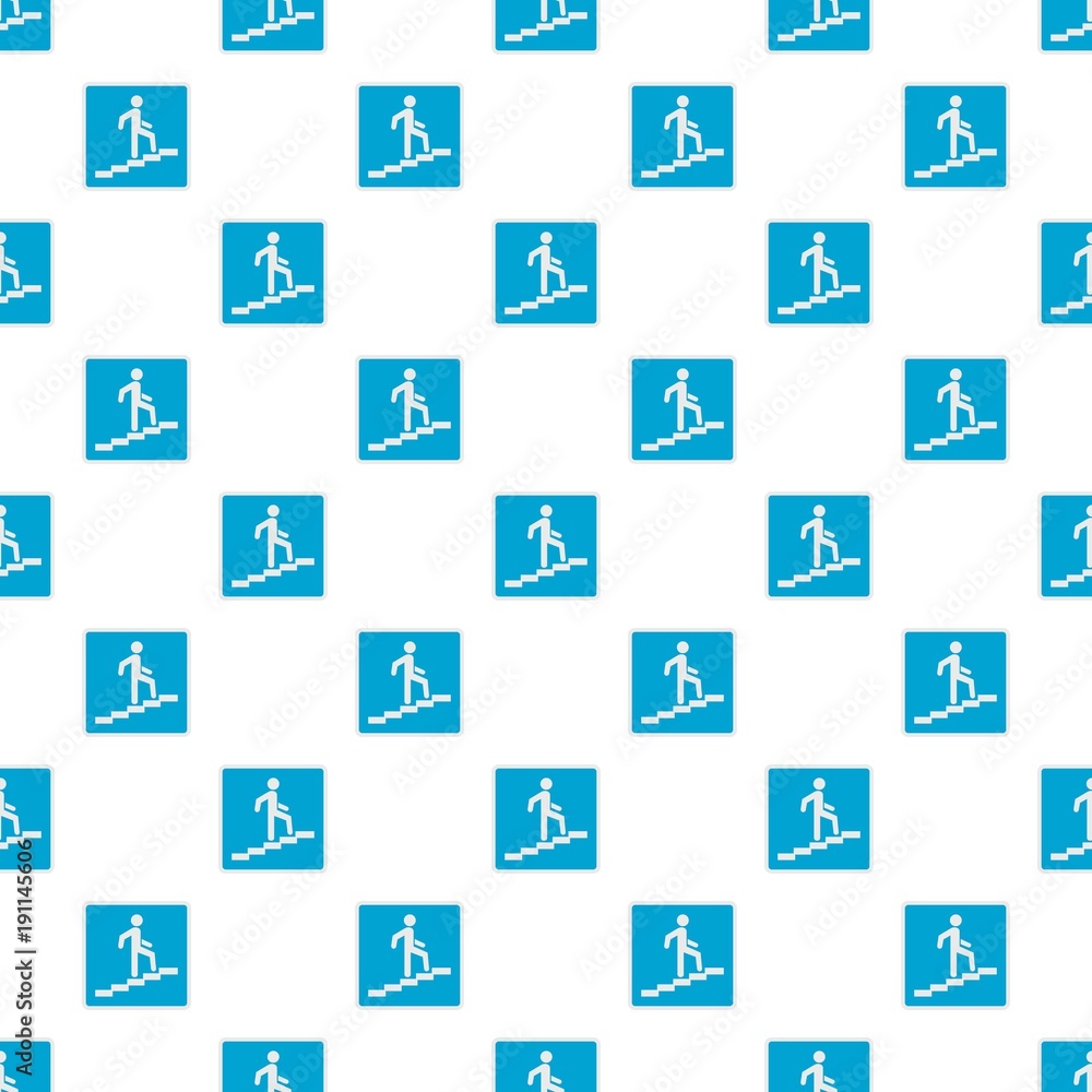 Poster man climbing the stairway pattern seamless in flat style for any design