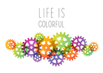 Abstract background with color gear elements