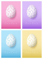 Set of Easter greeting cards with color eggs