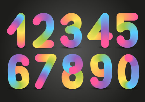 Set of rainbow numbers on dark background
