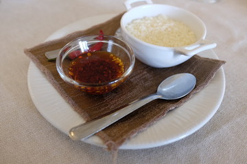 pepper oil and grated cheese