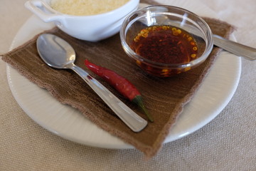 pepper oil and grated cheese