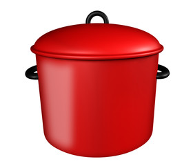 Saucepan isolated - red