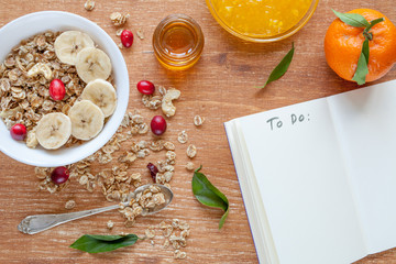 Healthy breakfast with muesli