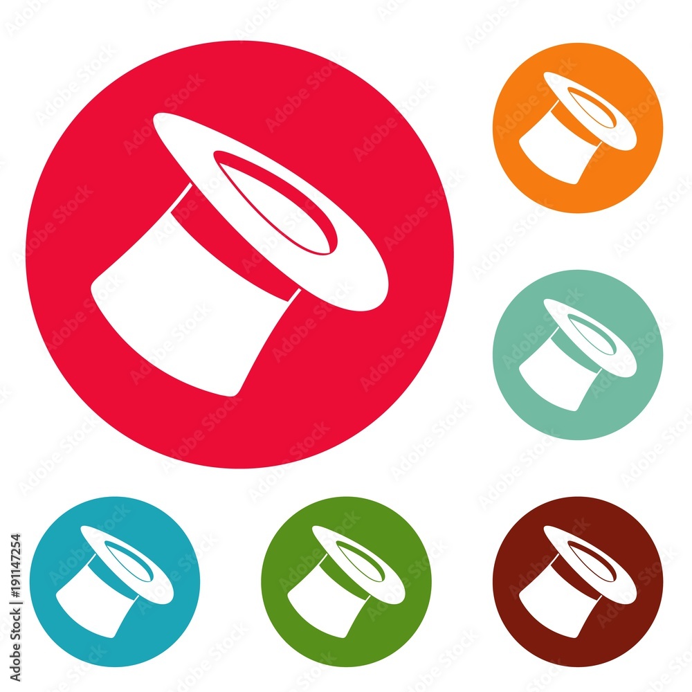 Poster inverted hat icons circle set vector isolated on white background