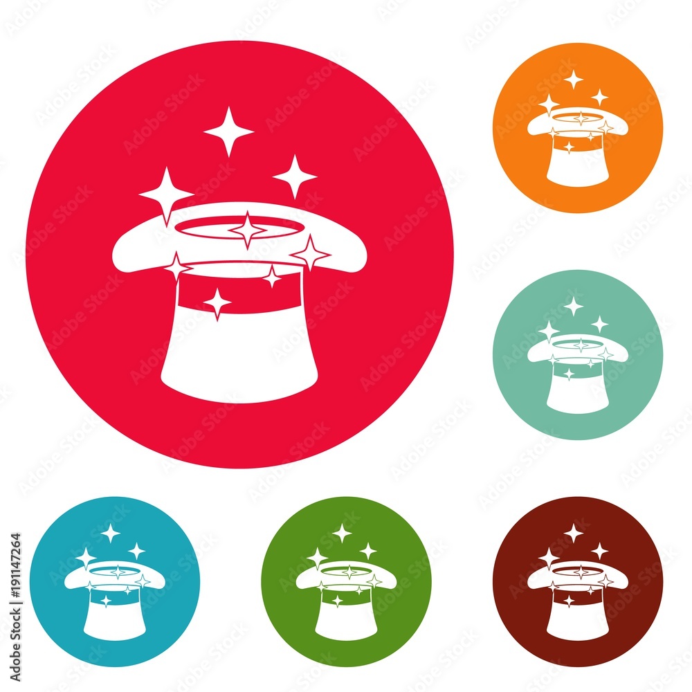 Poster hat with a star icons circle set vector isolated on white background