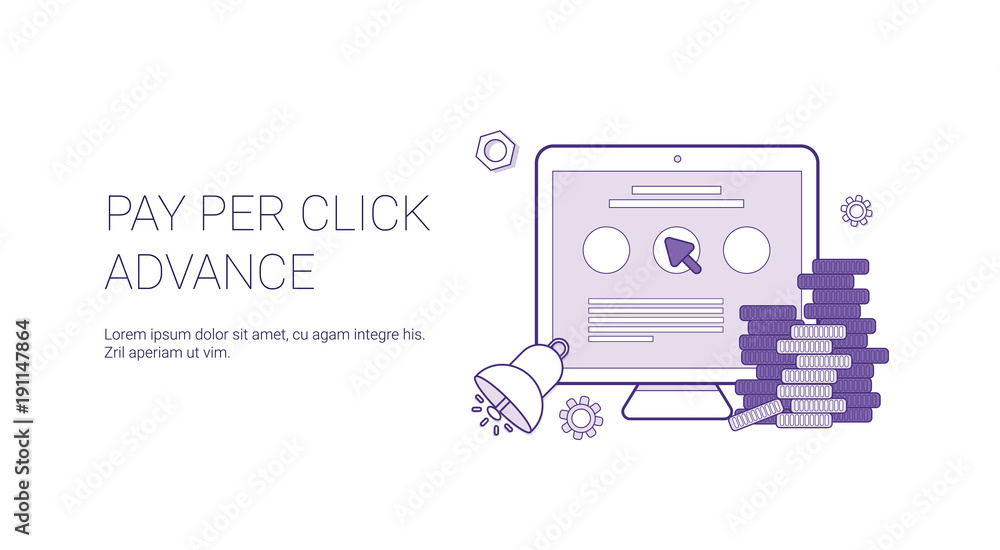 Aufkleber pay per click advance business concept template web banner with copy space vector illustration